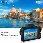 Digital Cameras for Photography, NIKICAM 4K 64MP WiFi Vlogging Camera for YouTube with 4" Touch Screen, Dual Camera, Flash, 32GB TF Card, Lens Hood & 3000mAH Battery-Black
