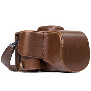 MegaGear Nikon D3400 Ever Ready Leather Camera Case and Strap, with Battery Access - Dark Brown - MG857