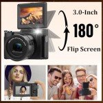 5K Digital Camera Autofocus for Photography, 64MP Vlogging Camera 5X Optical Zoom Retro Cameras for YouTube, 1.66 Aperture Wide-Angle Lens, Travel 4K Video Camera, Compact Camera 40x Zoom Flip Screen