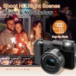 5K Digital Camera Autofocus for Photography, 64MP Vlogging Camera 5X Optical Zoom Retro Cameras for YouTube, 1.66 Aperture Wide-Angle Lens, Travel 4K Video Camera, Compact Camera 40x Zoom Flip Screen