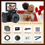 5K Digital Camera Autofocus for Photography, 64MP Vlogging Camera 5X Optical Zoom Retro Cameras for YouTube, 1.66 Aperture Wide-Angle Lens, Travel 4K Video Camera, Compact Camera 40x Zoom Flip Screen
