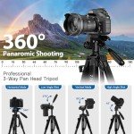 75" Camera Tripod, Tripod for iPhone ipad, Aluminum Professional Heavy Duty Camera Tripod Stand with Wireless Remote/Carry Bag Compatible with DSLR/SLR/DV/GoPro (Black)