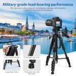 75" Camera Tripod, Tripod for iPhone ipad, Aluminum Professional Heavy Duty Camera Tripod Stand with Wireless Remote/Carry Bag Compatible with DSLR/SLR/DV/GoPro (Black)