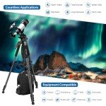 75" Camera Tripod, Tripod for iPhone ipad, Aluminum Professional Heavy Duty Camera Tripod Stand with Wireless Remote/Carry Bag Compatible with DSLR/SLR/DV/GoPro (Black)