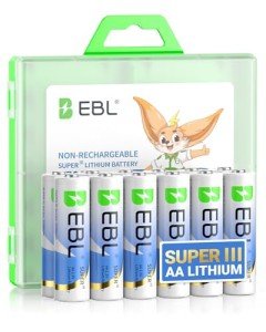 EBL AA Lithium Batteries 3700mAh, 1.5V Longest Lasting Double A Battery Upgraded Super Ⅲ Lithium AA Batteries for Blink Camera, Doorbell, High-Performance Power, 12 Pack Non-Rechargeable