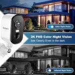 2K Security Cameras Wireless Outdoor, Pan Rotating 360° Battery Powered WiFi Camera with AI Motion Detection, Color Night Vision, Spotlight, Siren, 2-Way Talk, Waterproof, SD/Cloud Storage