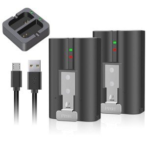 2Pcs 6040mAh Battery Replacement For Video Ring-Doorbell Camera 1/2/3/3Plus/4, Spotlight Camera, Rechargeable Upgraded Cam Batteries (2nd & 3rd Gen) Camera Indoor Outdoor V4, Dual USB Charging Station
