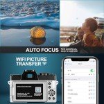 4K Digital Cameras for Photography, 48MP Vlogging Camera for YouTube with WiFi, 180° Flip Screen Compact Camera with Flash, 16X Digital Zoom Travel Camera with Wide-Angle &Macro Lens（White