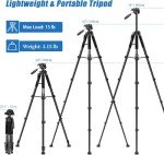 JOILCAN Tripod Camera Tripods, 74" Tripod for Camera Phone Video Recording, Heavy Duty Camera Tripod Stand, Professional Travel DSLR Tripods Compatible with Canon iPhone, Max Load 15 LB