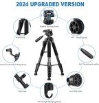 JOILCAN Tripod Camera Tripods, 74" Tripod for Camera Phone Video Recording, Heavy Duty Camera Tripod Stand, Professional Travel DSLR Tripods Compatible with Canon iPhone, Max Load 15 LB