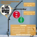 Overhead Camera Mount Desk Stand, Bearing 18lb, Base& Top 360° Adjustable, with 1/4“ 3/8" 5/8" Screw, 3-Section Flexible Articulating Metal Arm for DSLR Camera/Webcam