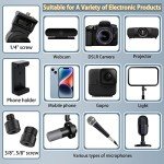 Overhead Camera Mount Desk Stand, Bearing 18lb, Base& Top 360° Adjustable, with 1/4“ 3/8" 5/8" Screw, 3-Section Flexible Articulating Metal Arm for DSLR Camera/Webcam