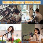 Overhead Camera Mount Desk Stand, Bearing 18lb, Base& Top 360° Adjustable, with 1/4“ 3/8" 5/8" Screw, 3-Section Flexible Articulating Metal Arm for DSLR Camera/Webcam