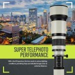 Long-Range 650mm-1300mm f/8 Telephoto Zoom Lens for Nikon DF, D3100, D3200, D3300, D3400, D5100, D5200, D5300, D5500, D5600, D7000, D7100, D7200, D300s, D600, D610, D700, D750, D800, D810, SLR White