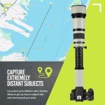 Long-Range 650mm-1300mm f/8 Telephoto Zoom Lens for Nikon DF, D3100, D3200, D3300, D3400, D5100, D5200, D5300, D5500, D5600, D7000, D7100, D7200, D300s, D600, D610, D700, D750, D800, D810, SLR White