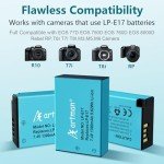 Artman LP-E17 Battery 3-Pack 1300mAh and 3-Slot LCD Charger for Canon EOS R50 R8 R10 RP R100, Rebel T8i T7i T6i T6s SL2 SL3, EOS M3 M5 M6, EOS 77D 200D 250D 750D 760D 800D 8000D Digital Camera