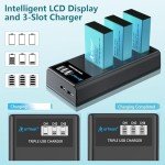 Artman LP-E17 Battery 3-Pack 1300mAh and 3-Slot LCD Charger for Canon EOS R50 R8 R10 RP R100, Rebel T8i T7i T6i T6s SL2 SL3, EOS M3 M5 M6, EOS 77D 200D 250D 750D 760D 800D 8000D Digital Camera