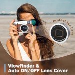 5K Digital Camera for Photography 48MP Selfie Camera with Front and Rear Dual Lens 16X Digital Zoom Compact Point and Shoot Cameras with Viewfinder, Vlogging Camera with 32G Card & 2 Batteries