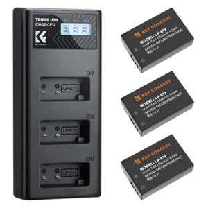 K&F Concept 3-Pack LP-E17 Battery and Upgraded 3-Slot LCD Charger for Canon EOS R50 RP R10 R8, Rebel T8i T7i T6i T6s SL2 SL3 EOS M3 M5 M6 200D 77D 750D 760D 800D 8000D Camera