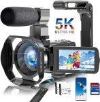 5K Camcorder Video Camera HD 64MP Camcorder 18X Digital Zoom with IR Night Version Vlogging Camera for Youtube 3.0" LCD Touch Screen with WIFI, Lens Hood, 32 GB SD Card and Remote Control, Microphone