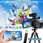 5K Camcorder Video Camera HD 64MP Camcorder 18X Digital Zoom with IR Night Version Vlogging Camera for Youtube 3.0" LCD Touch Screen with WIFI, Lens Hood, 32 GB SD Card and Remote Control, Microphone