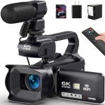 DSIPSN 6K 64MP Video Camera Camcorder, 18X Digital Zoom IR Night Vision Vlogging Camera for YouTube, 4.0" Touch Screen Digital Camera with WiFi, Microphone, Remote Controller, Charger, 64G SD Card