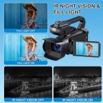 DSIPSN 6K 64MP Video Camera Camcorder, 18X Digital Zoom IR Night Vision Vlogging Camera for YouTube, 4.0" Touch Screen Digital Camera with WiFi, Microphone, Remote Controller, Charger, 64G SD Card