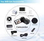 5K Camcorder Video Camera HD 64MP Camcorder 18X Digital Zoom with IR Night Version Vlogging Camera for Youtube 3.0" LCD Touch Screen with WIFI, Lens Hood, 32 GB SD Card and Remote Control, Microphone