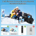 DSIPSN 6K 64MP Video Camera Camcorder, 18X Digital Zoom IR Night Vision Vlogging Camera for YouTube, 4.0" Touch Screen Digital Camera with WiFi, Microphone, Remote Controller, Charger, 64G SD Card