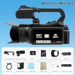 DSIPSN 6K 64MP Video Camera Camcorder, 18X Digital Zoom IR Night Vision Vlogging Camera for YouTube, 4.0" Touch Screen Digital Camera with WiFi, Microphone, Remote Controller, Charger, 64G SD Card