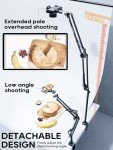 CACENCAN Overhead Camera Mount, 5lb Horizontal Load-Bearing, 360° Adjustable Camera Stand for Desk, Flexible Camera Arm Desk Mount, with Phone Clamp, Tabletop Mount for DSLR Camera/Webcam/Microphone