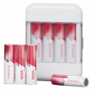 Dracutum 8 Pack 1.5V Lithium AA Rechargeable Batteries for Blink Camera, 3000mWh Long-Lasting Li-ion Double A Blink Outdoor Camera Battery with 4 Slot 2H Fast Charger