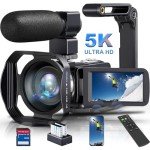 THPACIP 5K Video Camera Camcorder 64MP 18X Digital Zoom with IR Night Version Vlogging Camera for YouTube 3.0" LCD Touch Screen with WiFi, Lens Hood, 2.4G Remote Control, Microphone and 32GB SD Card