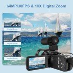 THPACIP 5K Video Camera Camcorder 64MP 18X Digital Zoom with IR Night Version Vlogging Camera for YouTube 3.0" LCD Touch Screen with WiFi, Lens Hood, 2.4G Remote Control, Microphone and 32GB SD Card