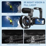 THPACIP 5K Video Camera Camcorder 64MP 18X Digital Zoom with IR Night Version Vlogging Camera for YouTube 3.0" LCD Touch Screen with WiFi, Lens Hood, 2.4G Remote Control, Microphone and 32GB SD Card