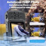 8K UHD 70MP Digital Camera with 32GB Card Rugged Waterproof Dustproof Shockproof Dual-Screen Selfie 33FT Underwater Camera for Snorkeling Autofocus Point and Shoot Digital Camera (Blue)