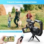 5K Camcorder Video Camera, 56MP Dual Lens Wifi IR Night Vision Vlogging Camera,16X Digital Zoom Touch Screen Camcorder, YouTube Recorder with 64GB SD Card, Tripod, Remote Control, 2 Batteries