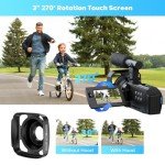5K Camcorder Video Camera, 56MP Dual Lens Wifi IR Night Vision Vlogging Camera,16X Digital Zoom Touch Screen Camcorder, YouTube Recorder with 64GB SD Card, Tripod, Remote Control, 2 Batteries