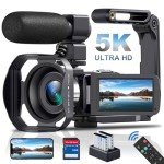 5K Camcorder Video Camera HD 64MP Camcorder 18X Digital Zoom with IR Night Version Vlogging Camera for Youtube 3.0" LCD Touch Screen with WIFI, Lens Hood, 32 GB SD Card and Remote Control, Microphone