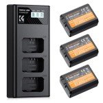 K&F Concept 3-Pack NP-FW50 Battery and Upgraded 3-Slot ZV-E10 Battery Charger Compatible with Sony Alpha A6400 A6000 A6300 A6500 A5000 A5100 A7 A7II A7R A7RII A7S A7SII RX10 II III IV Cameras