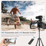 5K Camcorder Video Camera HD 64MP Camcorder 18X Digital Zoom with IR Night Version Vlogging Camera for Youtube 3.0" LCD Touch Screen with WIFI, Lens Hood, 32 GB SD Card and Remote Control, Microphone