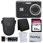 Kodak PIXPRO FZ45 Digital Camera Bundle with Black Point & Shoot Camera Case + Transcend 64GB SD Memory Card + Tri-fold Memory Card Wallet + Hi-Speed SD USB Card Reader + More (Black)