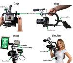 Cam Caddie® Scorpion EX Hands Free Shoulder Support Rig/Mount Compatible with Canon, Nikon, Sony, Panasonic/Lumix Style DSLR Camcorder or Video Camera includes: iPhone + GoPro Mount