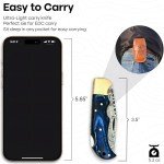 Handmade Damascus Pocket Knife for Men - 6.5 Inch Damascus Knife with Sheath - Damascus Folding Knife - Damascus Hunting Knife - Damascus Steel Pocket Knives with Back Lock for EDC, Camping, Hiking