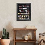 Knife Display Case, Lockable Pocket Knives Display Box Cabinet with HD Tempered Glass, 6 Rows Military Folding Knife Stand with Removable 2 Grooves Shelves for Wall Mounted and Desk Display, Black