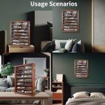 YRCKUDZKG Knife Display Case for Collections, Pocket Knife Display Case with HD Tempered Glass, Lockable Storage Cases with Removable Shelves, Wall-Mounted 7-Layer Wood Cabinet, Walnut
