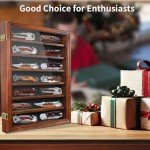 YRCKUDZKG Knife Display Case for Collections, Pocket Knife Display Case with HD Tempered Glass, Lockable Storage Cases with Removable Shelves, Wall-Mounted 7-Layer Wood Cabinet, Walnut