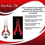 Halo Infinite Red Energy Sword Bloodblade Replica LED Mood Light Exclusive | Nightstand Table Lamp For Bedroom, Desk | Home Decor Room Essentials | Video Game Gifts And Collectibles | 14 Inches