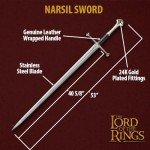 United Cutlery King Elendil's Narsil Sword | Licensed Lord of the Rings Movie Replica | 24K Gold Plated Fittings | Certificate of Authenticity