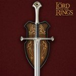 United Cutlery King Elendil's Narsil Sword | Licensed Lord of the Rings Movie Replica | 24K Gold Plated Fittings | Certificate of Authenticity